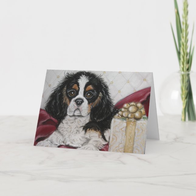 Festiva Tarjeta de Navidades Cavalier King Charles Spaniel (Anverso)