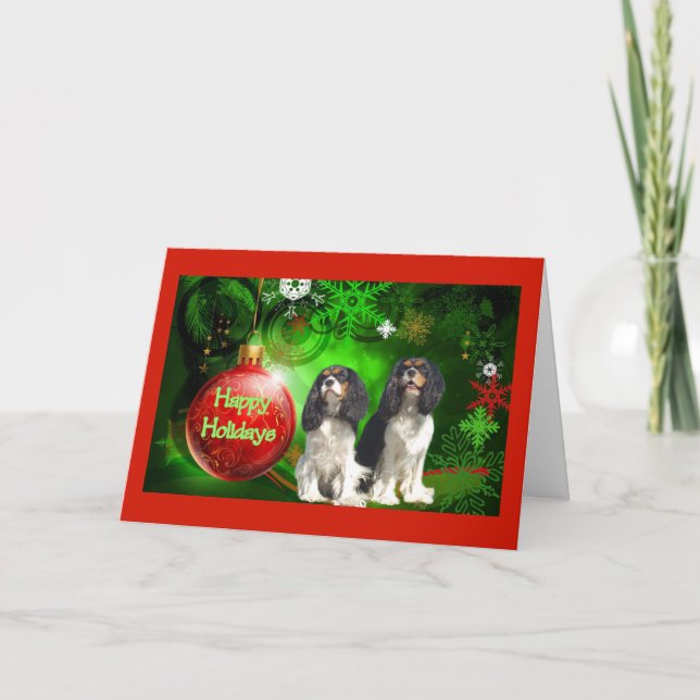 Festiva Tarjeta de Navidades Cavalier King Charles Spaniel (Anverso)