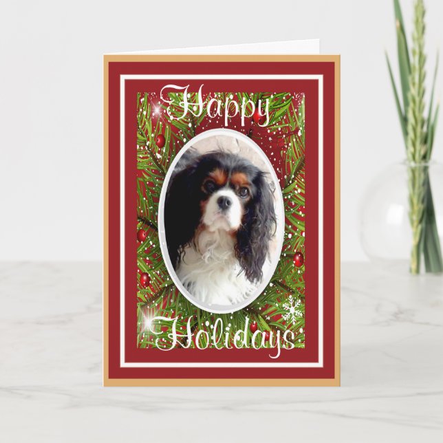 Festiva Tarjeta de Navidades Cavalier King Charles Spaniel (Anverso)