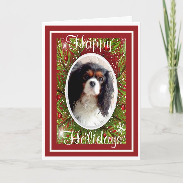 Festiva Tarjeta de Navidades Cavalier King Charles Spaniel (Anverso)