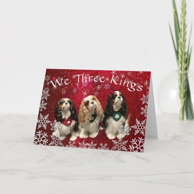 Festiva Tarjeta de Navidades Cavalier King Charles Spaniel (Anverso)