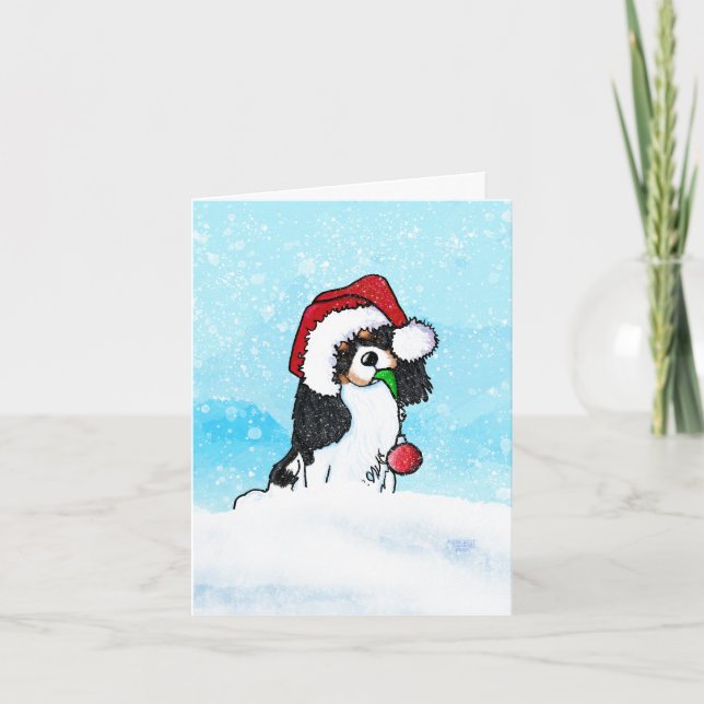 Festiva Tarjeta de Navidades Cavalier Spaniel (Anverso)