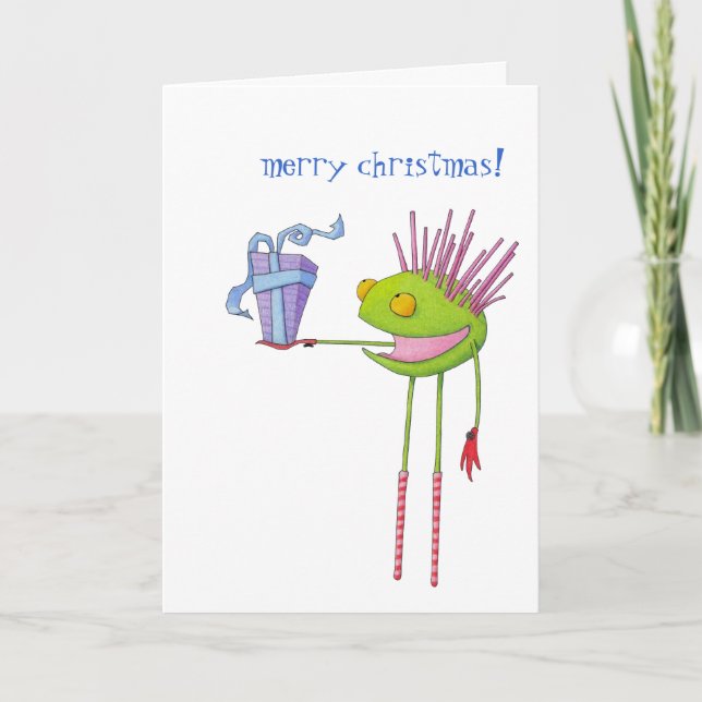 Festiva Tarjeta de Navidades Cedric Critter (Anverso)