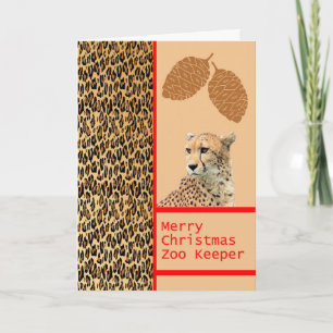 Festiva Tarjeta de Navidades Cheetah Zoo Keeper