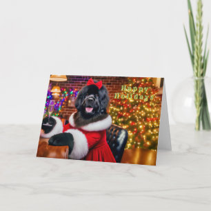Festiva Tarjeta de Navidades Chicas Fiestas de perro de Te