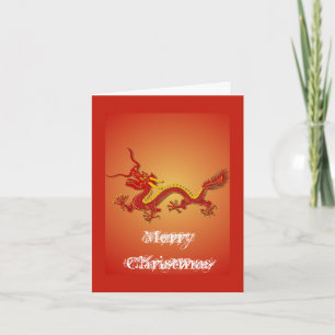Festiva Tarjeta de Navidades China Red And Gold Dragon