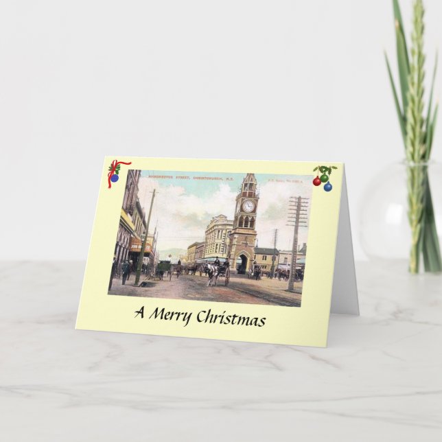 Festiva Tarjeta de navidades - Christchurch, Nueva Zelanda (Anverso)