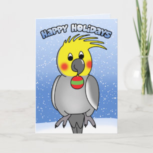 Festiva Tarjeta de Navidades Cockatiel Happy Holidays