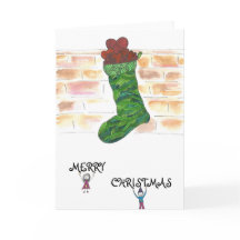 Tarjeta de navidades con caracteres de medias y ex