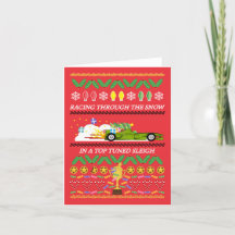Tarjeta de navidades con coche de carreras