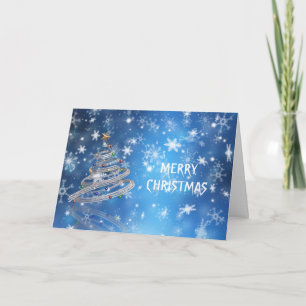 Festiva Tarjeta de navidades con diseño de árbol de plata