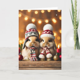 Festiva Tarjeta de navidades con dos conejillos