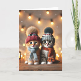 Festiva tarjeta de navidades con dos gatos