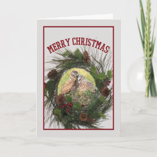 Festiva Tarjeta de navidades con dos lechuzas amorosas