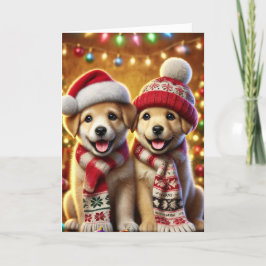 Festiva tarjeta de navidades con dos perros