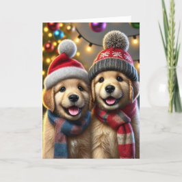 Festiva tarjeta de navidades con dos perros