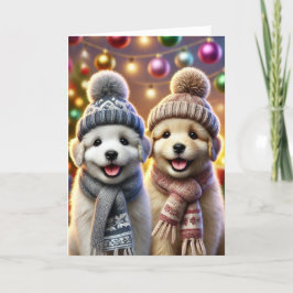 Festiva tarjeta de navidades con dos perros
