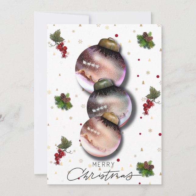 Festiva Tarjeta de navidades con elegante diseño de orname (Anverso)