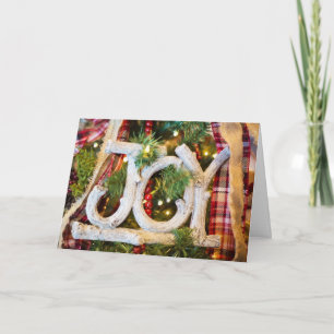 Festiva Tarjeta de Navidades con estilo de país, "Alegría"