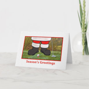 Festiva Tarjeta de navidades con golfing Santa