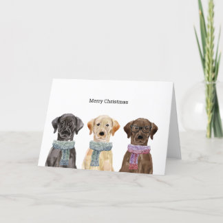 Festiva Tarjeta de navidades con labradores de invierno
