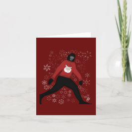 Festiva Tarjeta de navidades con pie grande y santa