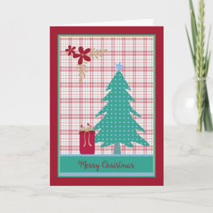 Festiva Tarjeta de navidades con polka Dot Tree y Present