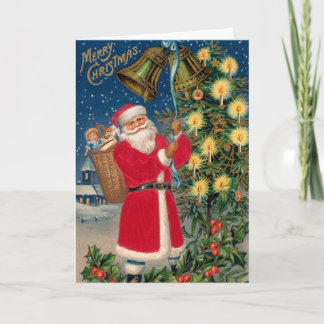 Festiva Tarjeta de navidades con Santa Vieja