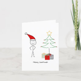 Festiva tarjeta de navidades con stickman santa claus,