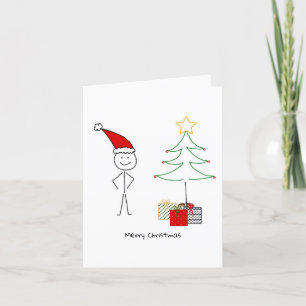 Festiva tarjeta de navidades con stickman santa claus,