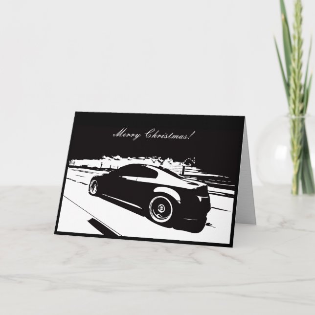 Festiva Tarjeta de Navidades con temática G35 Coupe Car (Anverso)