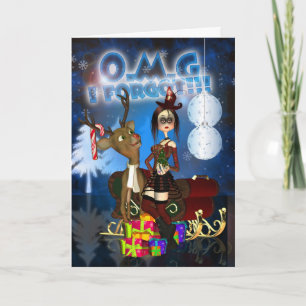 Festiva Tarjeta de Navidades con vientres, gótica, reno H.