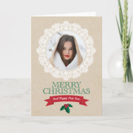 Festiva Tarjeta de Navidades Country Photo Lace