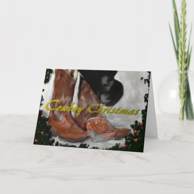 Festiva Tarjeta de Navidades Cowboy (Anverso)
