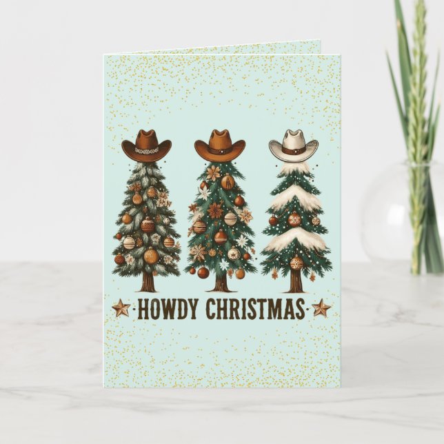Festiva Tarjeta de Navidades Cowboy Cute (Anverso)