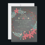 Festiva Tarjeta de Navidades cristianos de Chalkboard ruso<br><div class="desc">Carta rústica rústica rústica de color rosa y azul verde azulado con Navidades de pizarra cristianos. Esta tarjeta de Navidades cristianos Navidades de pizarra plana es fácilmente personalizada con sus detalles.</div>