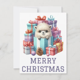 Festiva Tarjeta de Navidades Cute Baby Alpaca