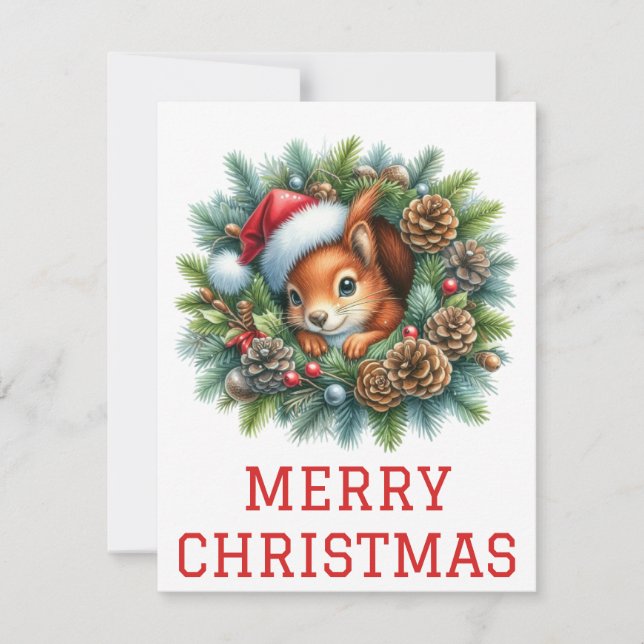 Festiva Tarjeta de Navidades Cute Squirrel (Anverso)