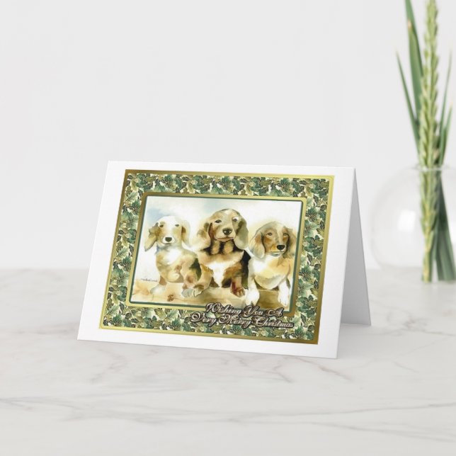 Festiva Tarjeta de Navidades Dachshund Dog Blank (Anverso)