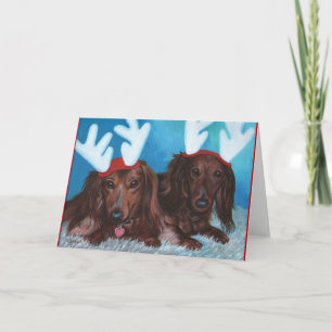 Festiva Tarjeta de Navidades Dachshund Doxie Pair