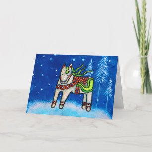 Festiva Tarjeta de Navidades Dala Horse I