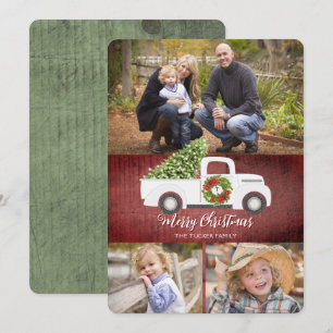 Festiva Tarjeta de Navidades de 3 fotos para camionetas bl
