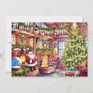 Festiva Tarjeta de Navidades de acuarela clásica #6