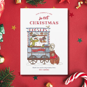 Festiva Tarjeta de Navidades de acuarela de cartón dulce d