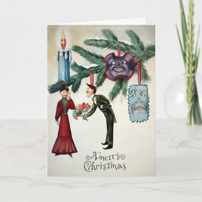 Festiva Tarjeta de Navidades de adornos de árbol picante d (Anverso)