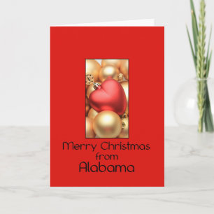 Festiva Tarjeta de Navidades de Alabama con ornamentos