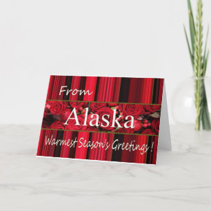 Festiva Tarjeta de Navidades de Alaska con rosas