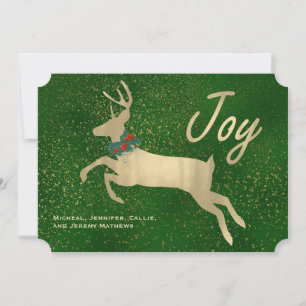 Festiva Tarjeta de Navidades de Alegría de Deer Dorado