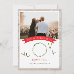 Festiva Tarjeta de Navidades de Alegría Woodsy Wreath Berr
