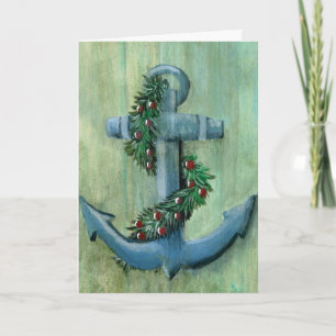 Festiva Tarjeta de Navidades de Anchor y Garland